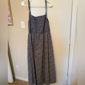 Old Navy Navy and White Floral Patterned Dress XXL